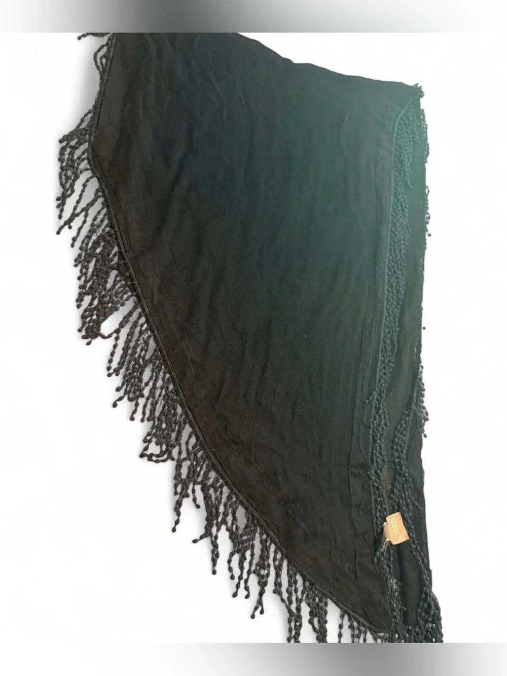 Chico's Black Fringe Open Knit Scarf